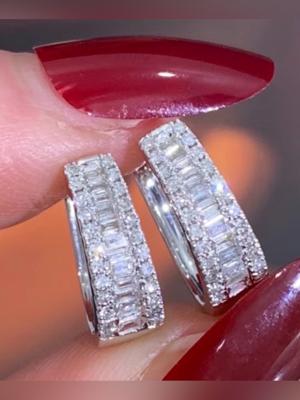 New CZ Baguette Plug Earrings in Silver